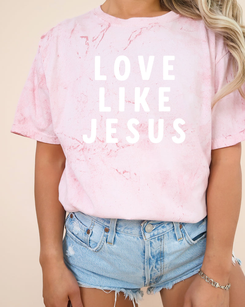 Love Like Jesus Garment Dyed Christian T Shirt (big design)
