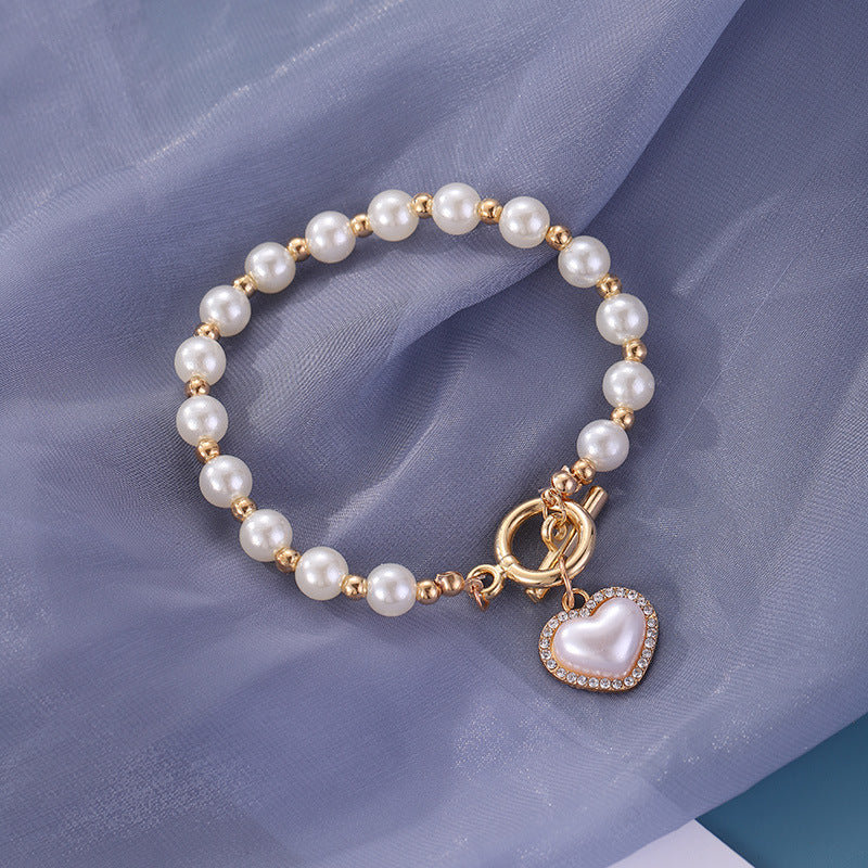 Imitation Pearl Love Cold Style Sweet Buckle Brace Necklaces