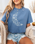 The Moon made of Flowers Nature botanical Garment Dyed T Shirt